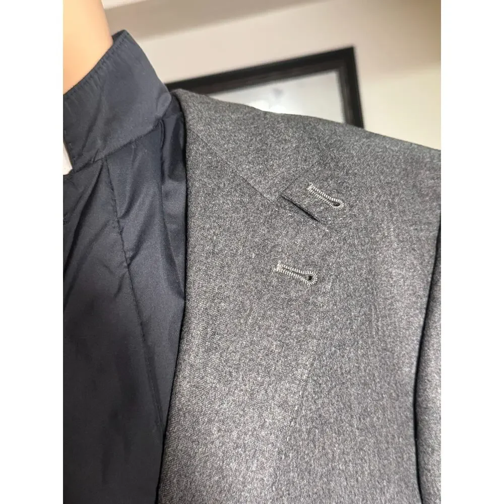 Brunello Cucinelli Hybrid Gray Cashmere Blazer w Nylon Vest Davos 52